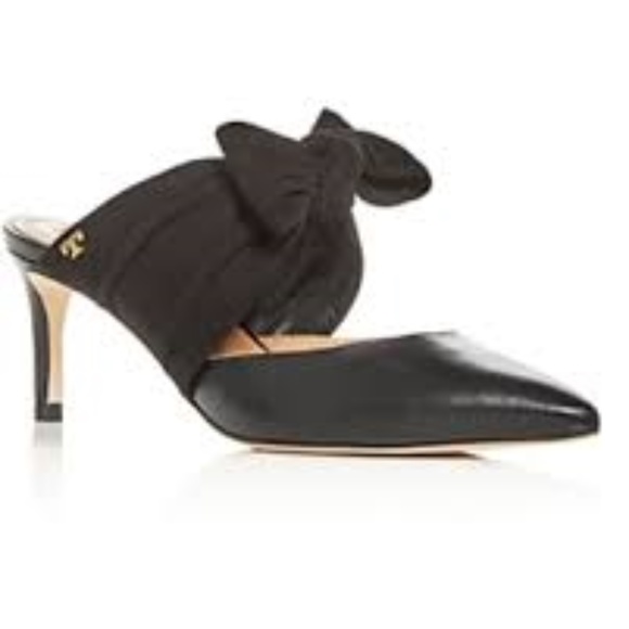 Tory Burch Shoes - Tory Burch Eleanor Velvet Bow Mules Heels in Black